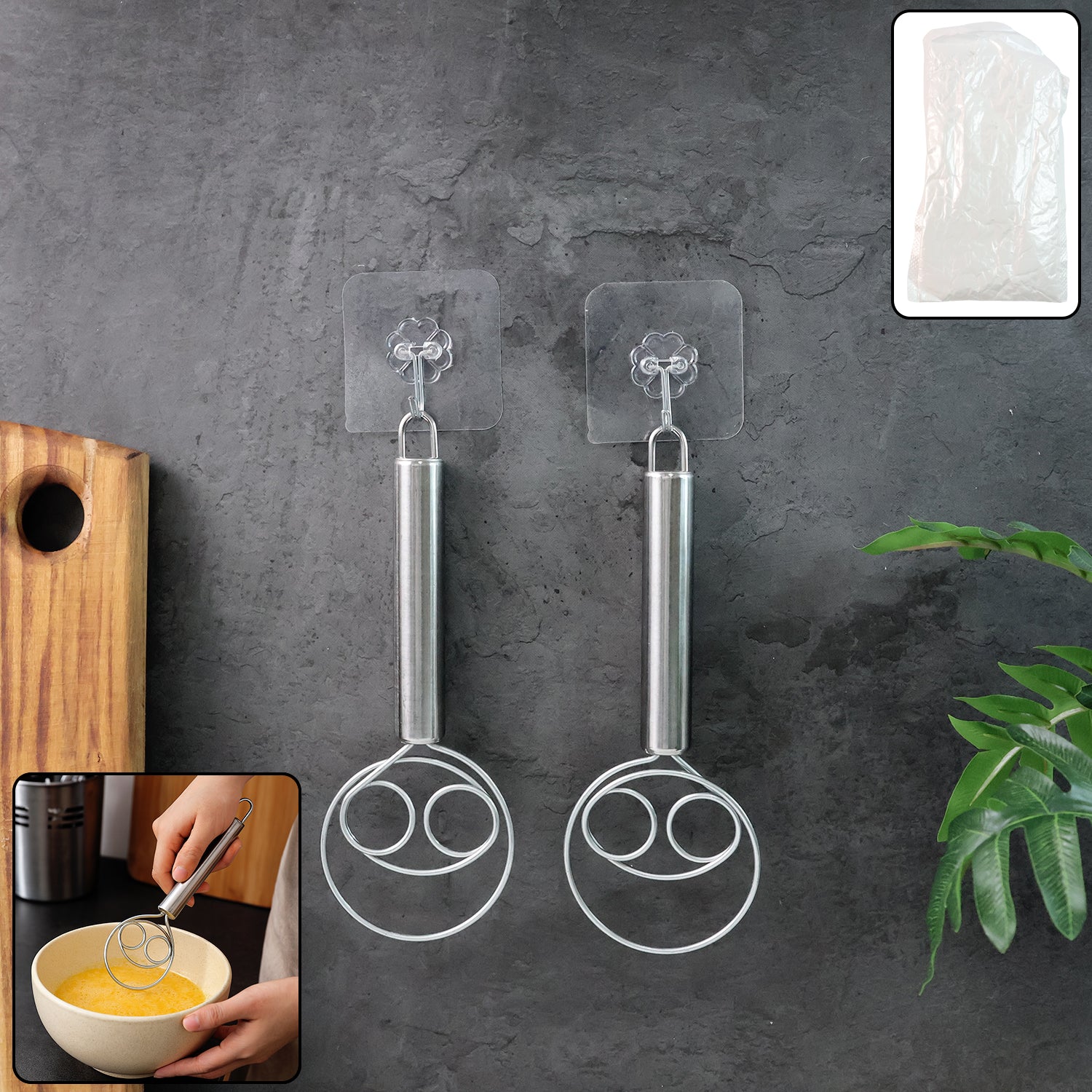 2-piece Stainless Steel Spiral Hand Whisk - (2 Pc Set)
