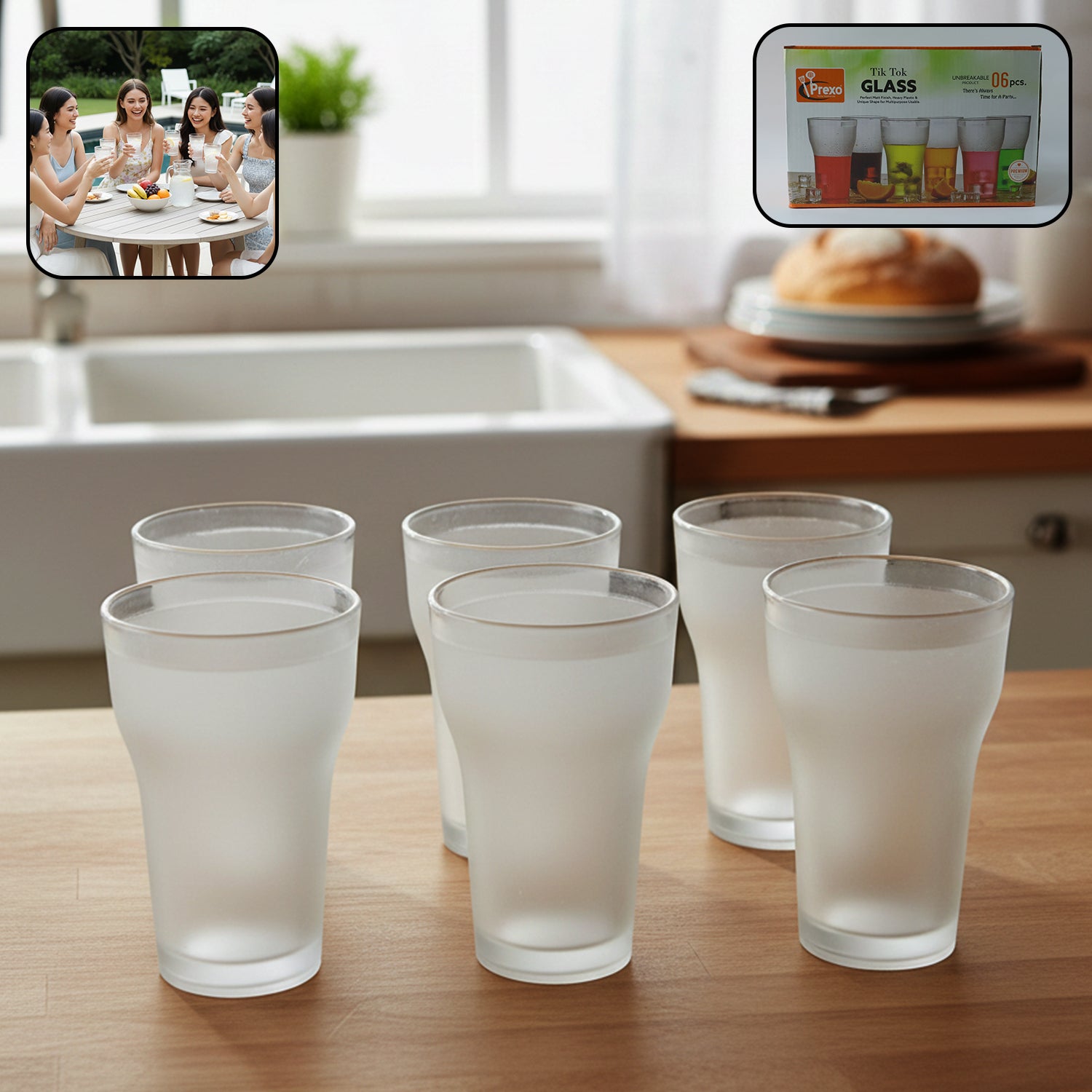 Prexo Unbreakable Plastic Drinking Water Glass (6 Pc Set 300 Ml Approx)