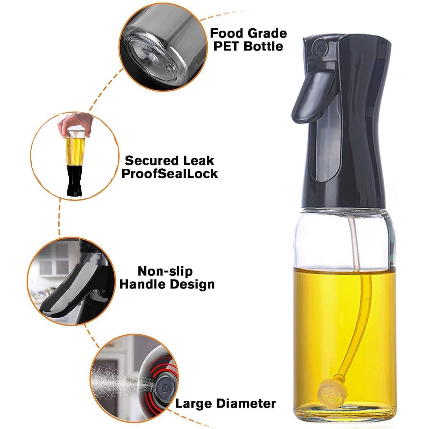 Glass Premium Oil Spray Bottle - (300 Ml Approx 1 Pc)