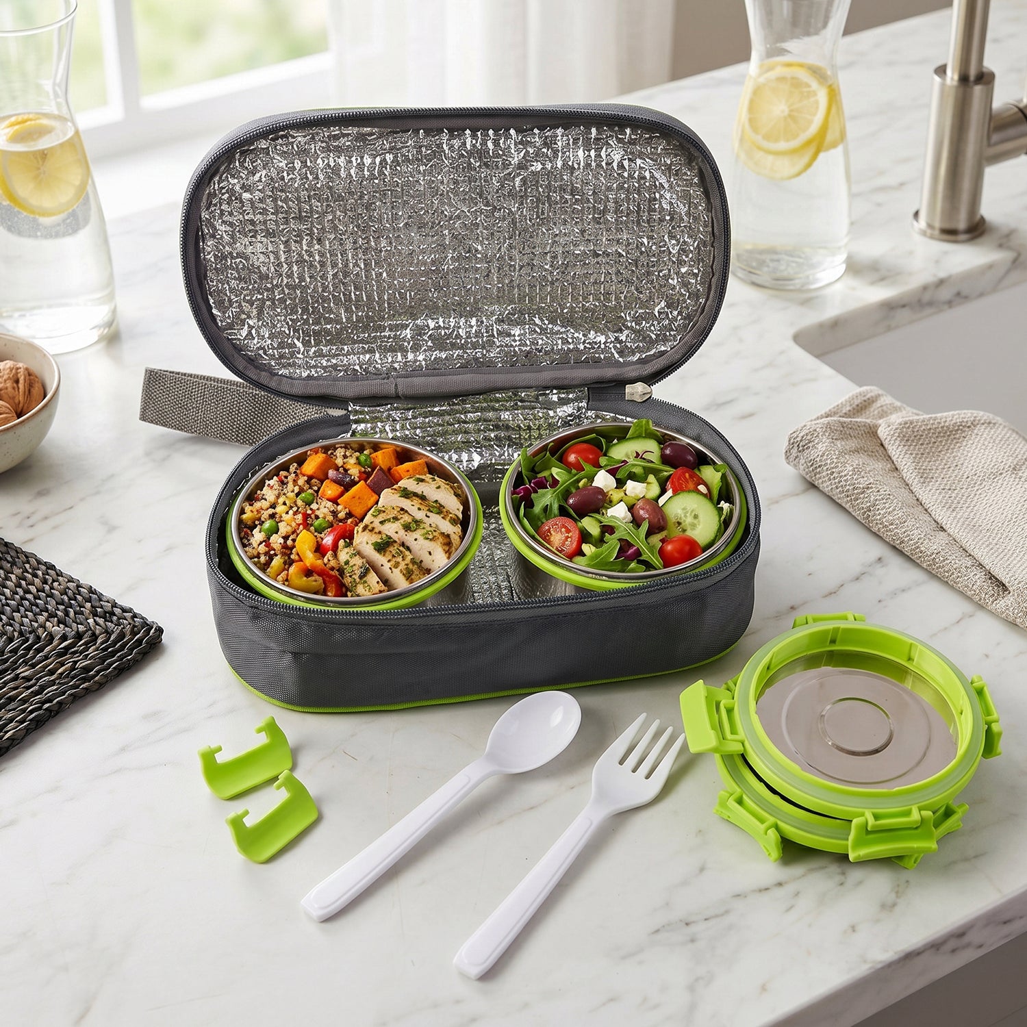 Ganesh Sigma Twin 300 Stainless Steel Lunch Box Set (1 Set)