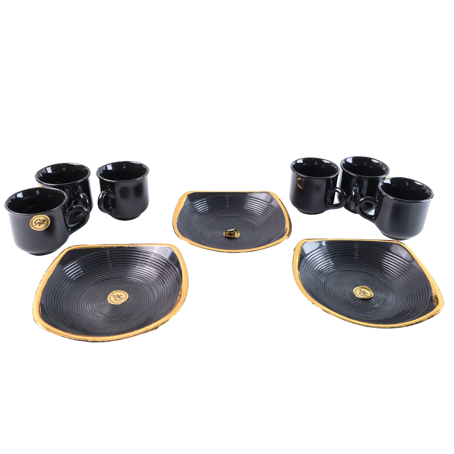 8237 Sweet Buzz Ceramic Tea Cups Mug Set With Seashell Shape Serving Bowl Milk Cup Coffee Cup Tea Cup Breakfast Cup Drinking Mug Or Outdoor For Household Gift For Birthday Wedding Party (8 Pcs Set)