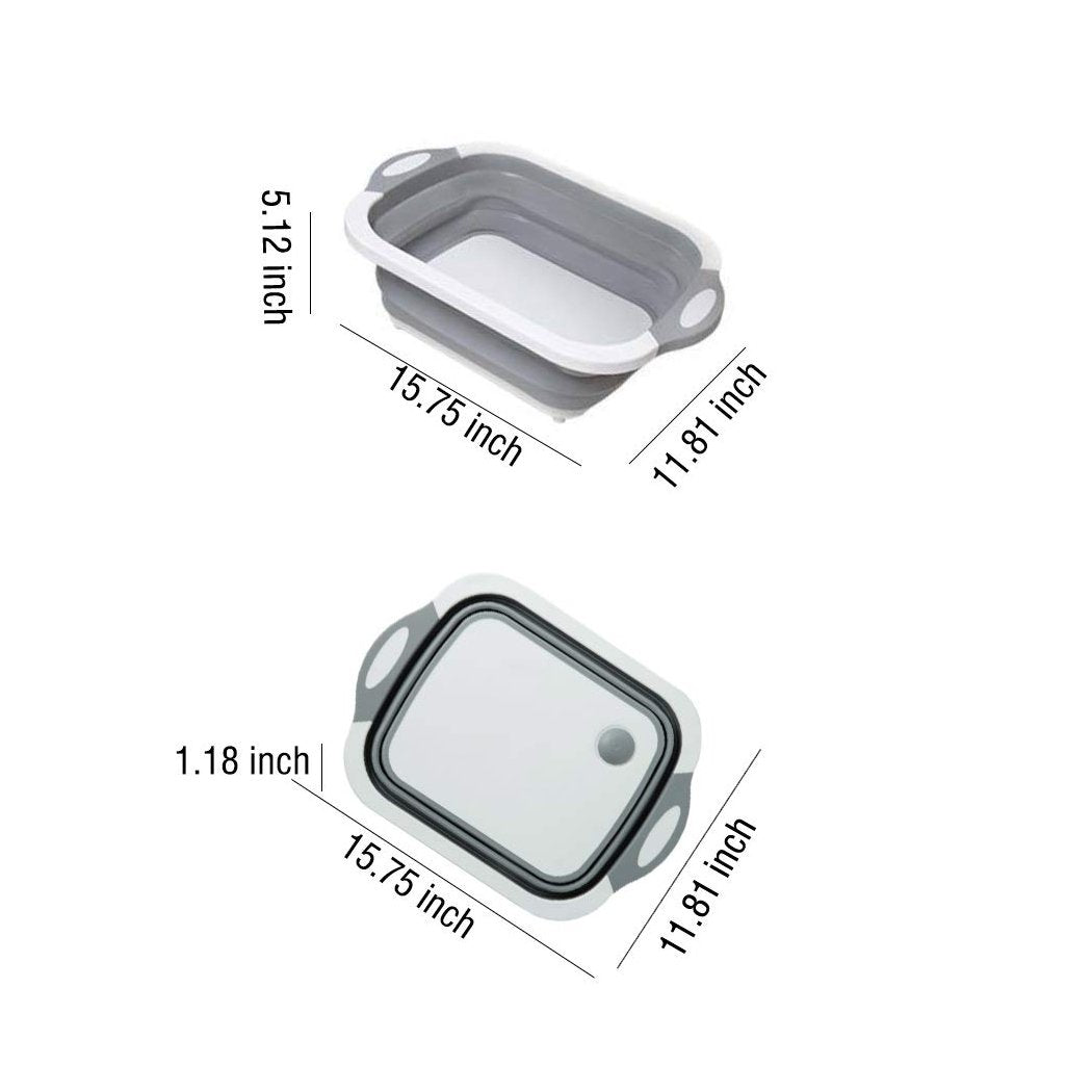 0098b (Brown Box) Foldable Chopping Board Dish Rack Washing Bowl Draining Basket 3in1 Multi-function