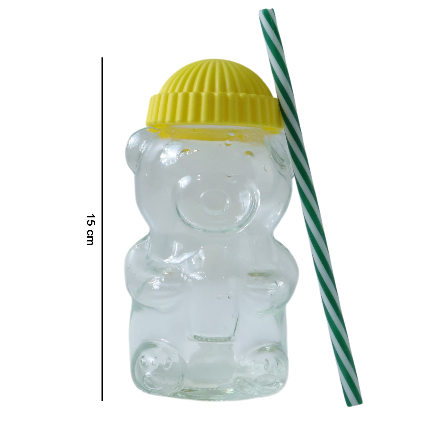 Cute Glass Bear Shape Kids Drinking Cup Bottle With Straw (1 Pc 350 Ml)