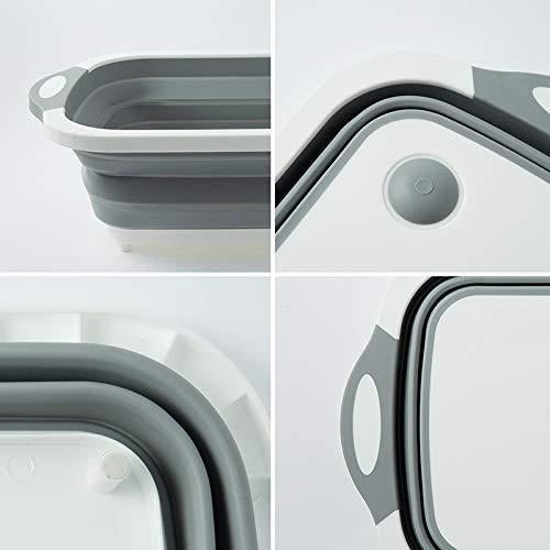 0098b (Brown Box) Foldable Chopping Board Dish Rack Washing Bowl Draining Basket 3in1 Multi-function