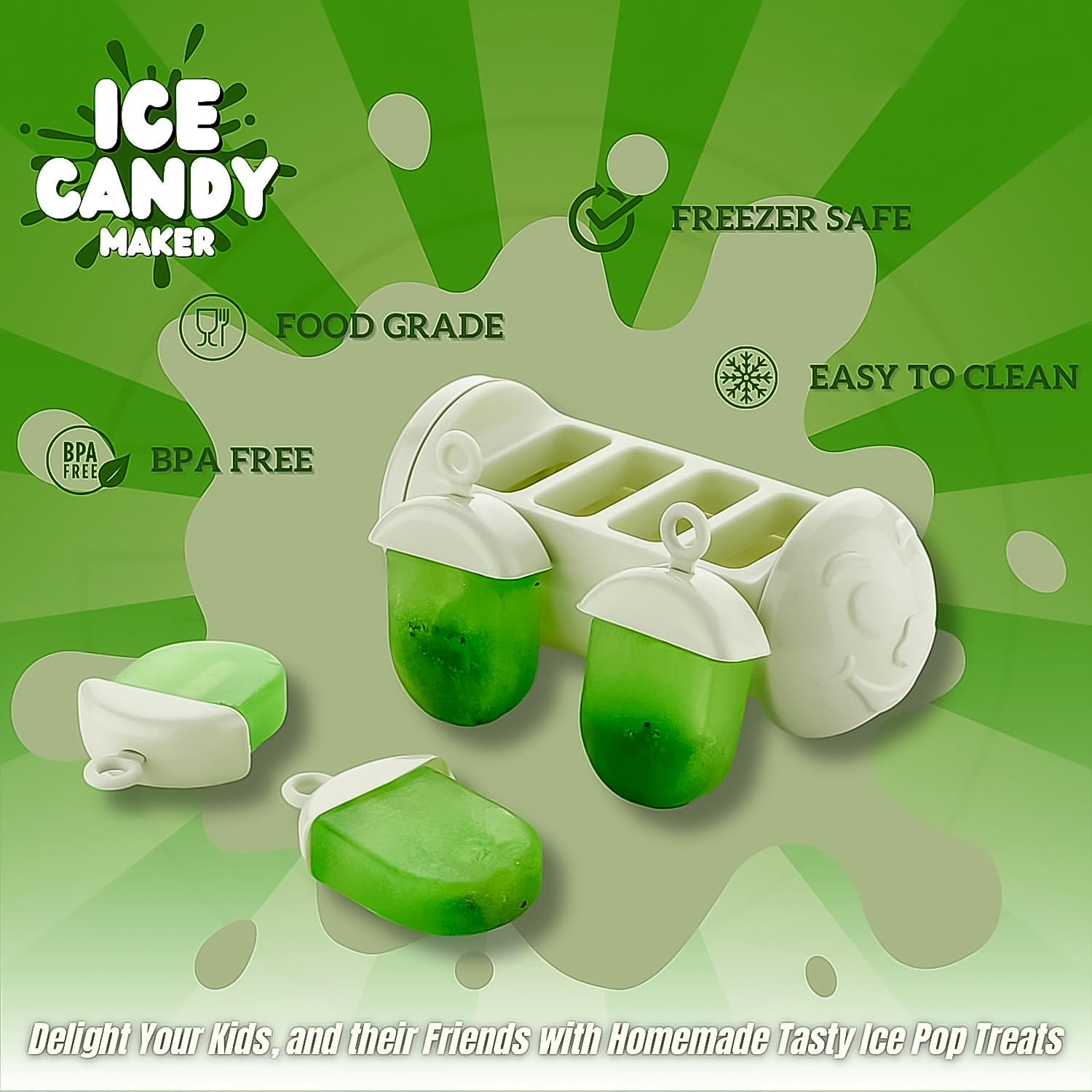 Plastic Ice Candy Maker 4 Compartment Grid Kulfi Candy (1 Pc)