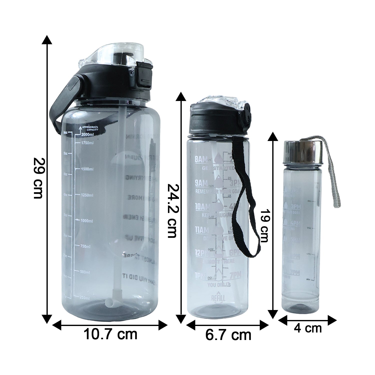 3 In 1 Multipurpose Water Bottle Set(2000 Ml+ 900 Ml+ 500 Ml 3 Pc Set)