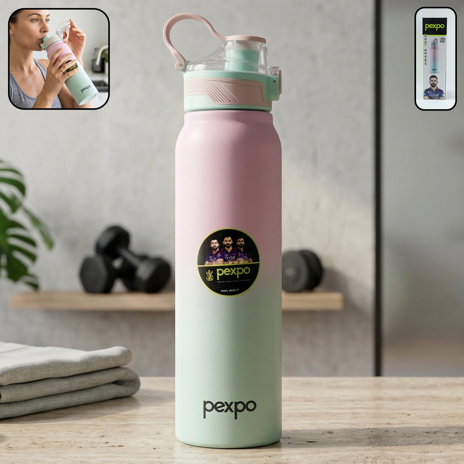 Pexpo Amaze Hot Cold Insulated Stainless Steel Water Bottle - 1000 Ml