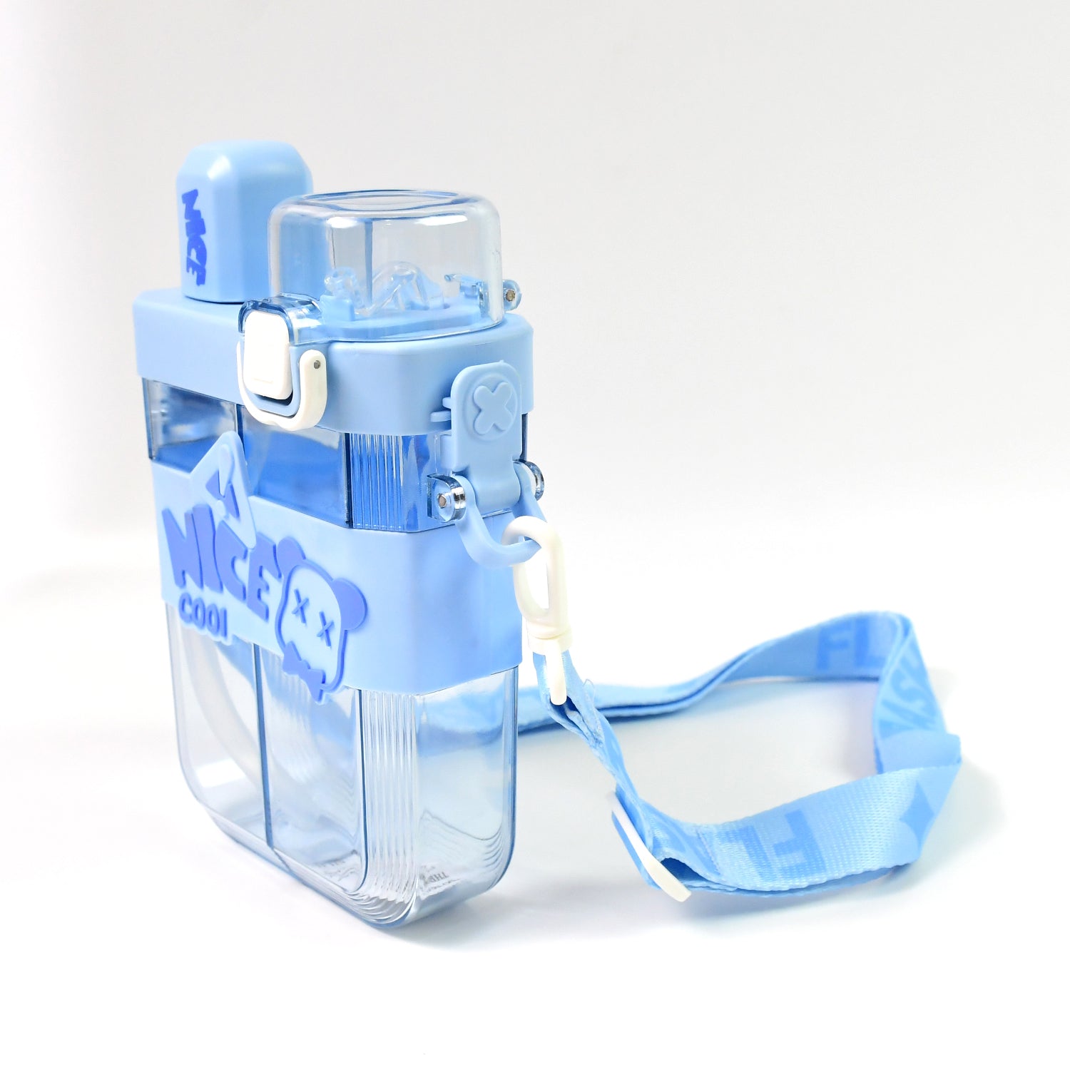 2in1 Dual Compartment Water Bottle With Straw And Adjustable Shoulder Straps (1 Pc Multi Color)