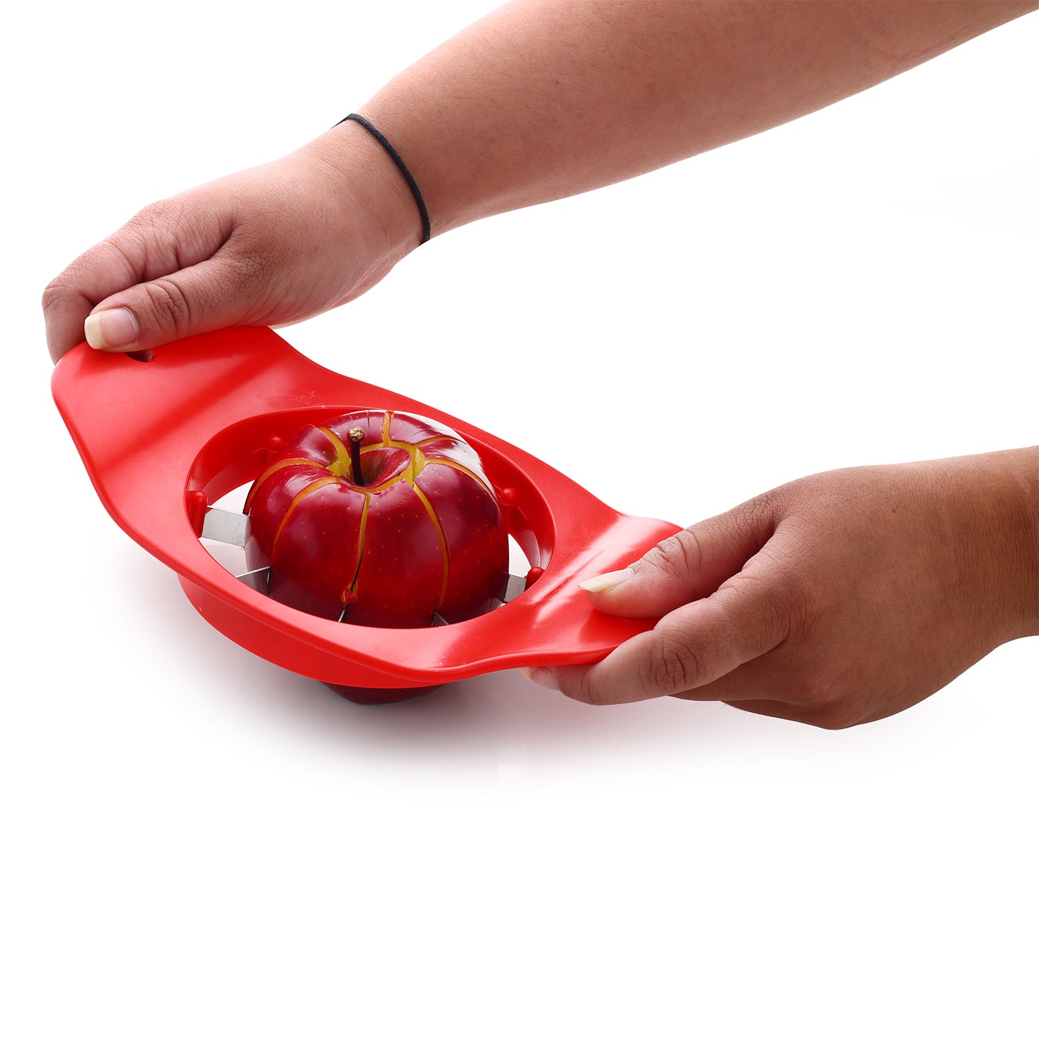8124 Ganesh Plastic Stainless Steel Apple Cutter (Colors May Vary)