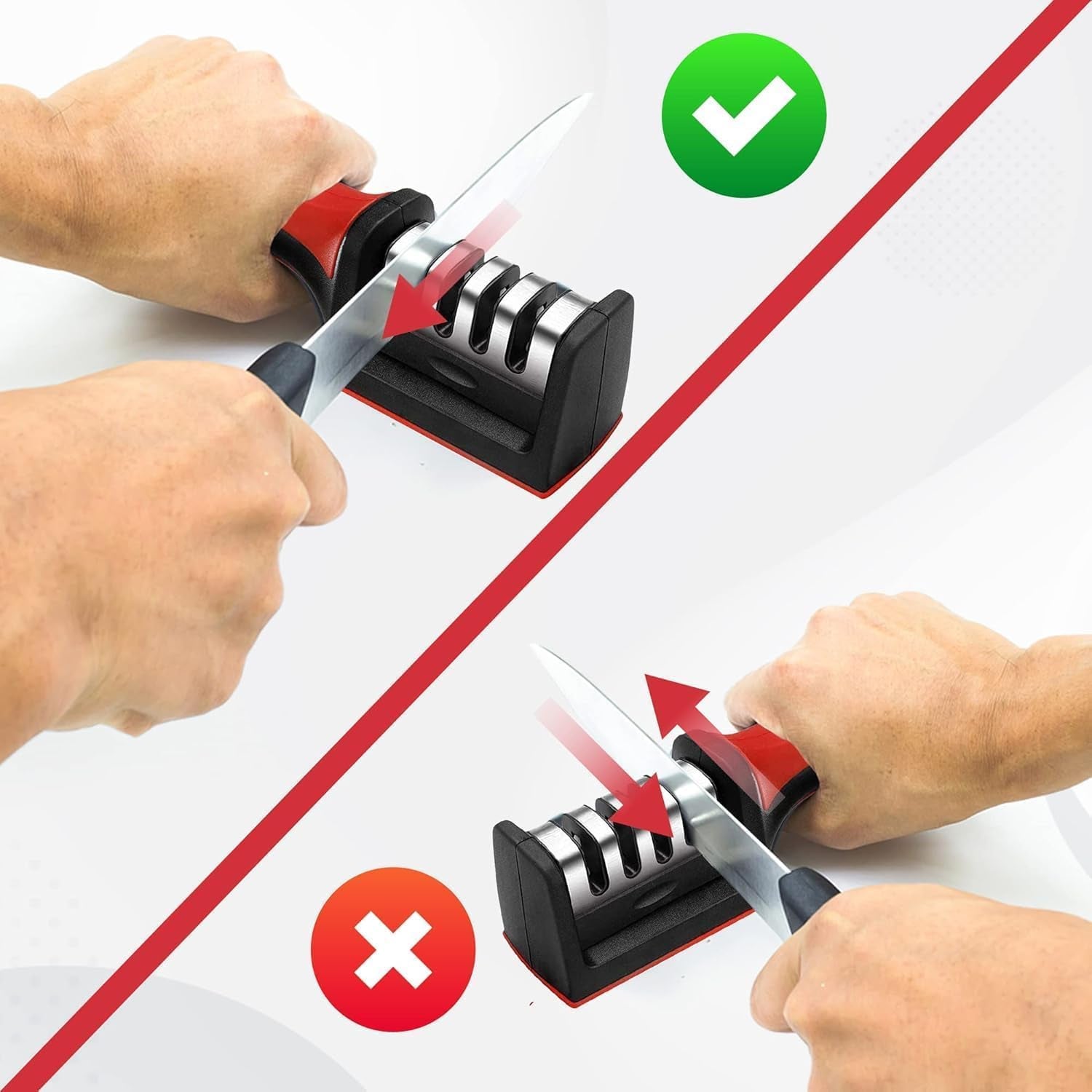 4 Stage Knife Sharpener Manual Kitchen Sharpening Tool With Non-slip Base (1 Pc)