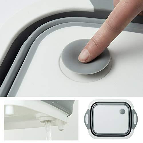 0098b (Brown Box) Foldable Chopping Board Dish Rack Washing Bowl Draining Basket 3in1 Multi-function