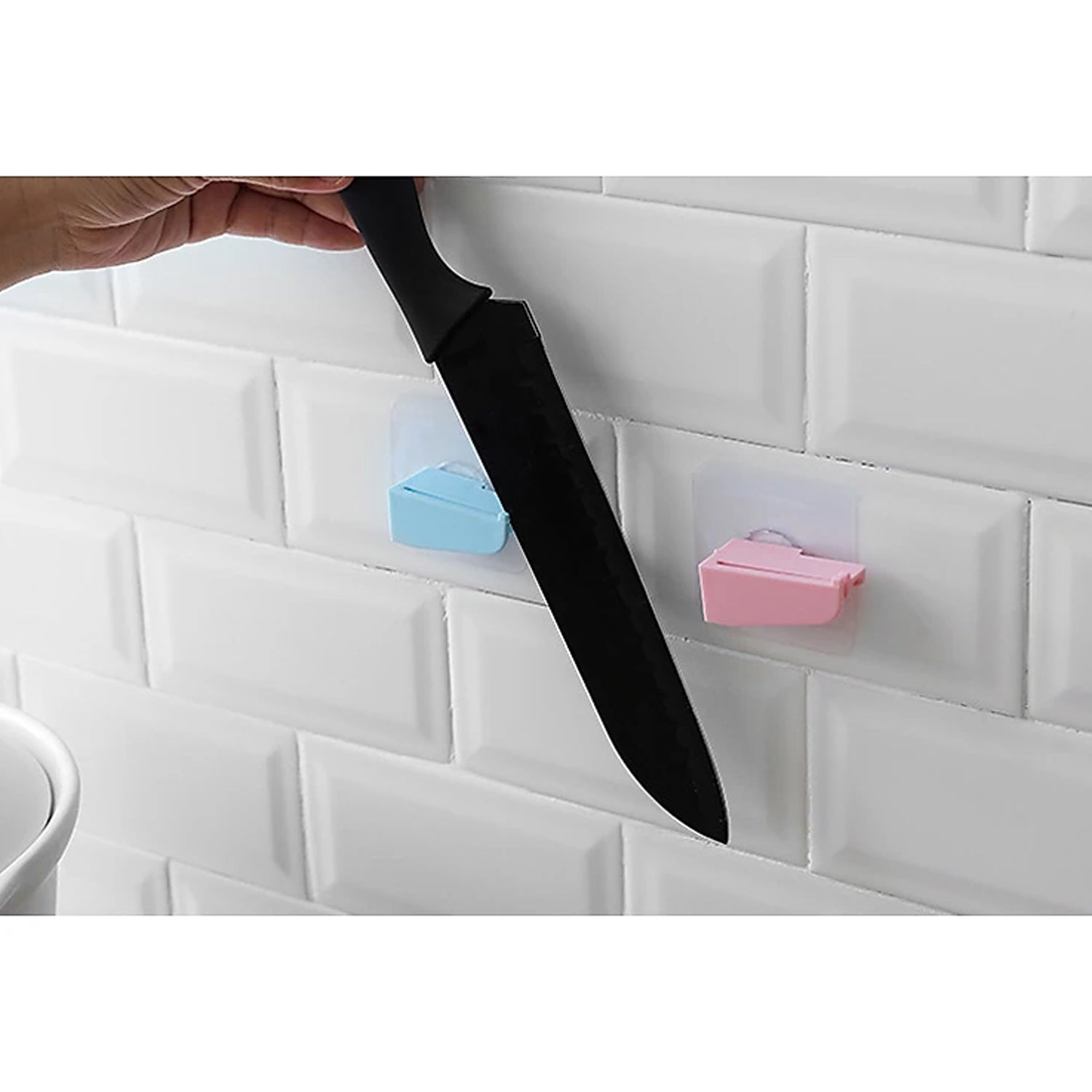 5733 Punch-free Wall Hanging Knife Holder Stand Knife Holder Kitchen Supplies Tool Holder Insert Knife Shelf Storage Rack (1 Pc )