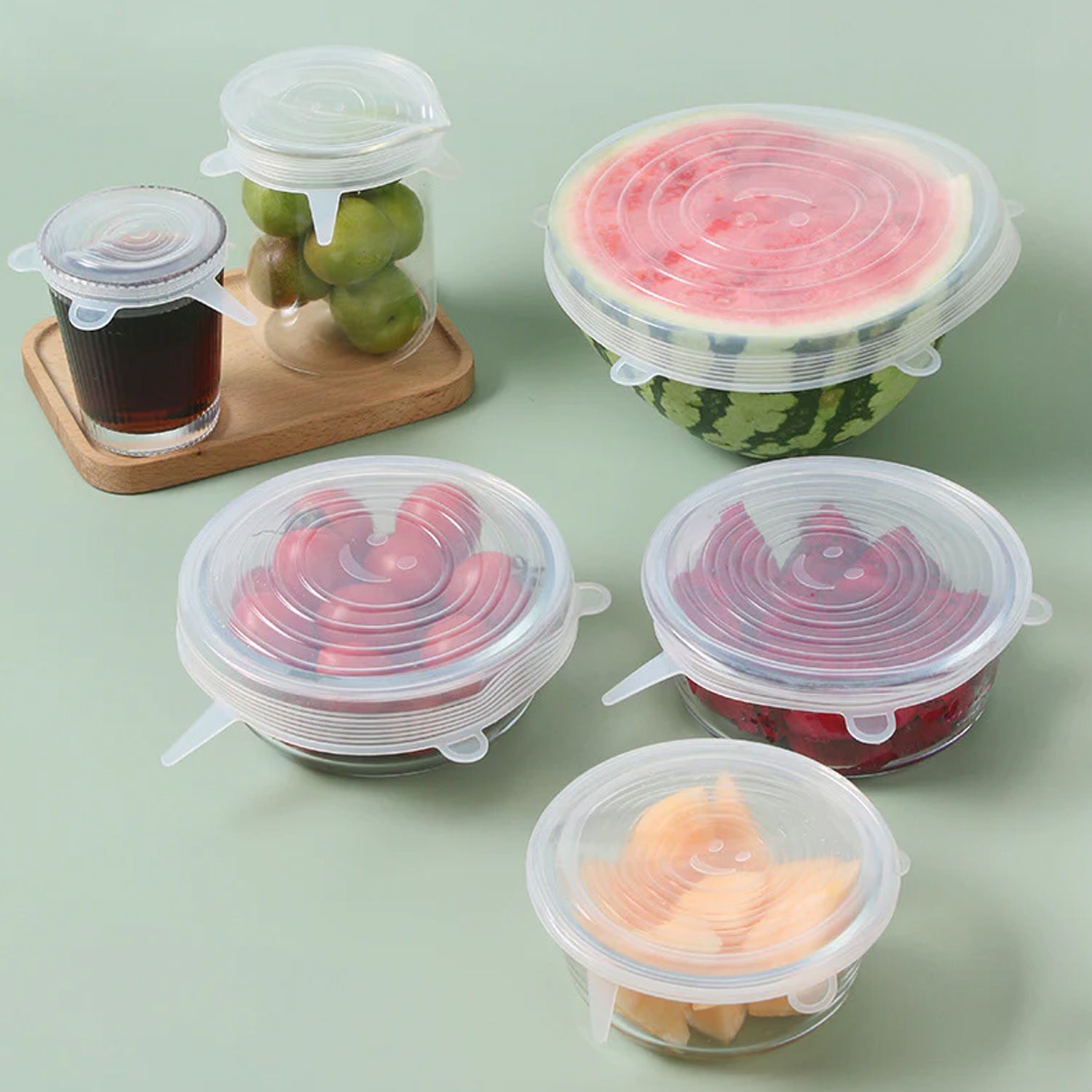 12 Peace Reusable Stretch Lids Set With 2 Storage Pouches Flexible Food Cover Lids