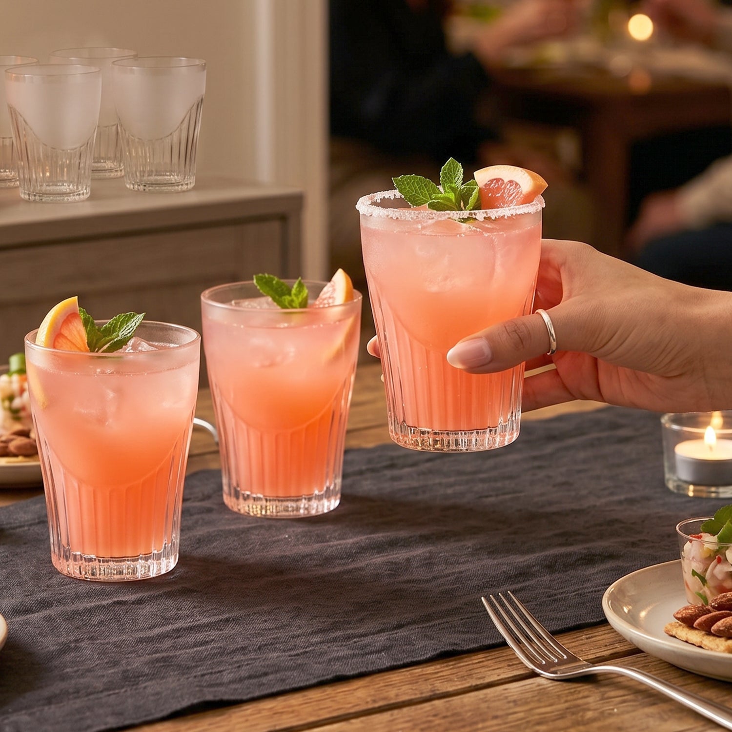 Classic Plastic Juice Glass Set Unbreakable Water Tumbler For Home (6 Pc Set)