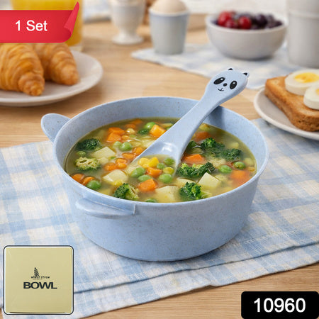 Wheat Straw Kids Soup Bowl With Matching Spoon (240ml 1 Set )