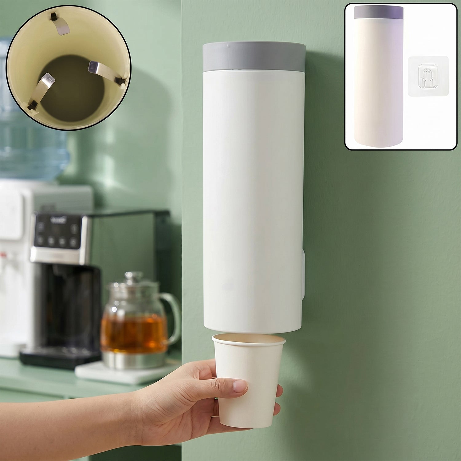 Wall Mounted Paper Cup Holder Disposable Cup Dispenser Storage Organizer (1 Pc)