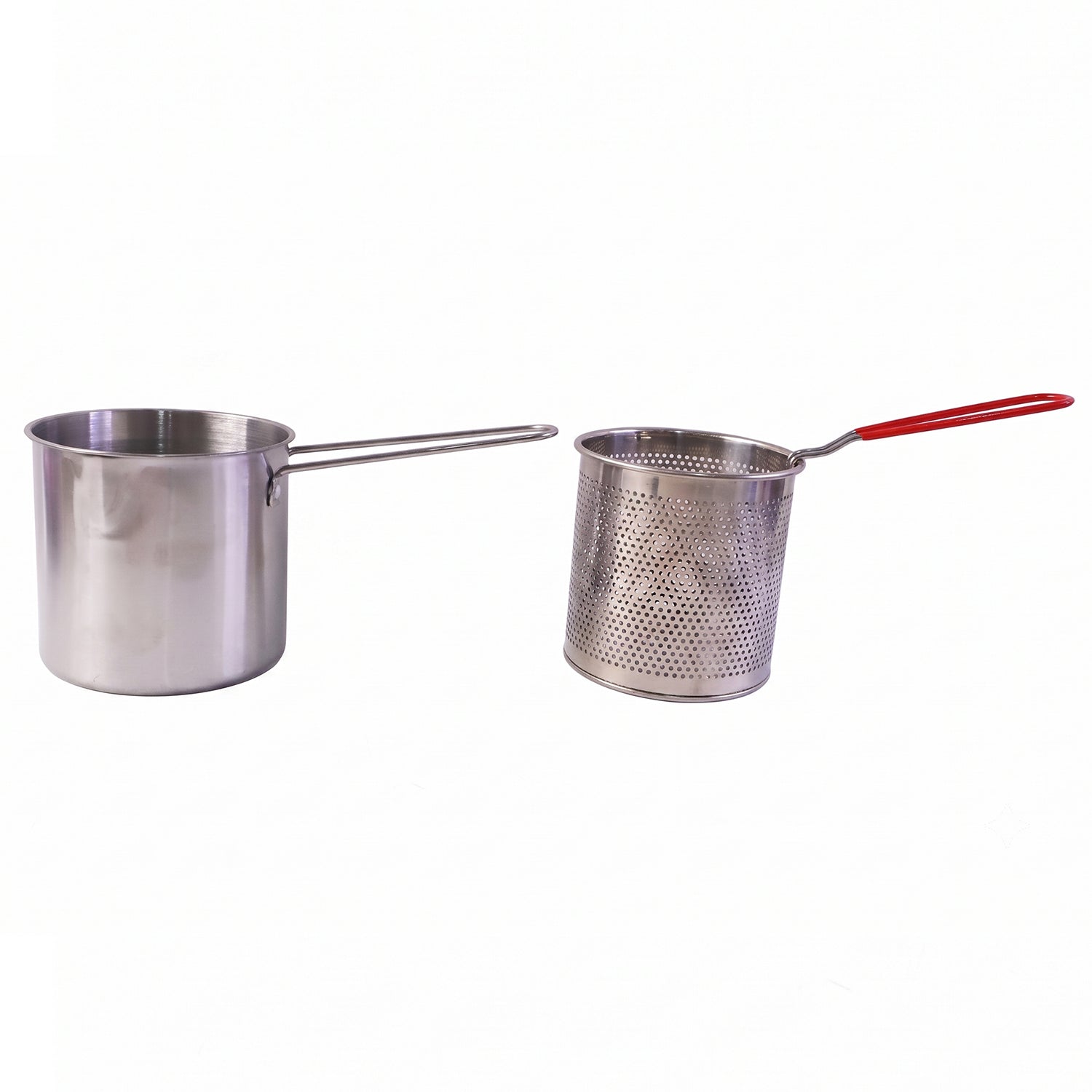 Stainless Steel Deep Frying Pot With Strainer Basket Set For Kitchen (1 Set)
