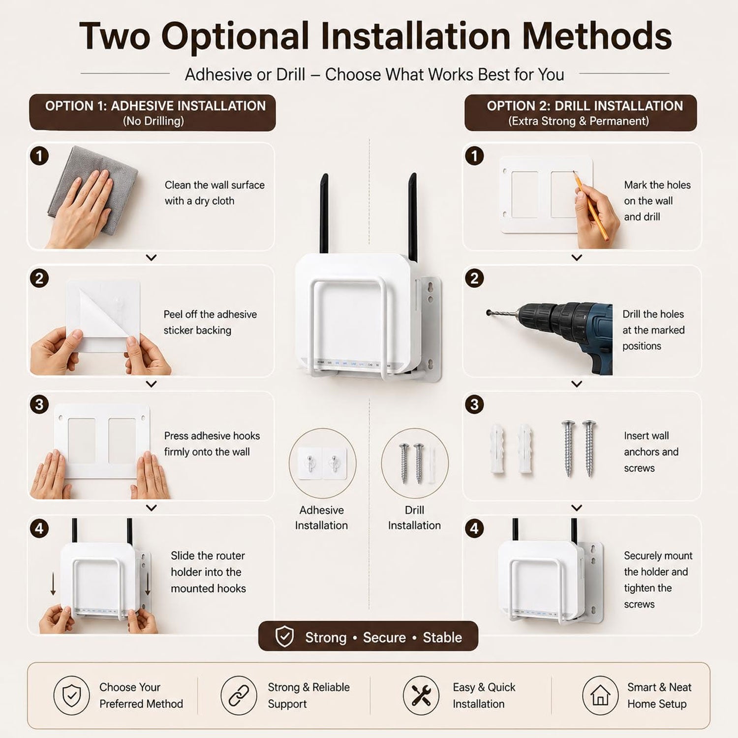 Wall Mount Wifi Router Bracket Holder Stand Shelf For Set Top Box (1 Pc)