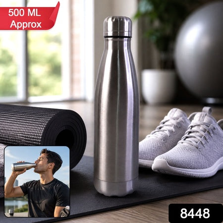 Stainless Steel Leak Proof Water Bottle For Gym School And Office 500ml (1 Pc)