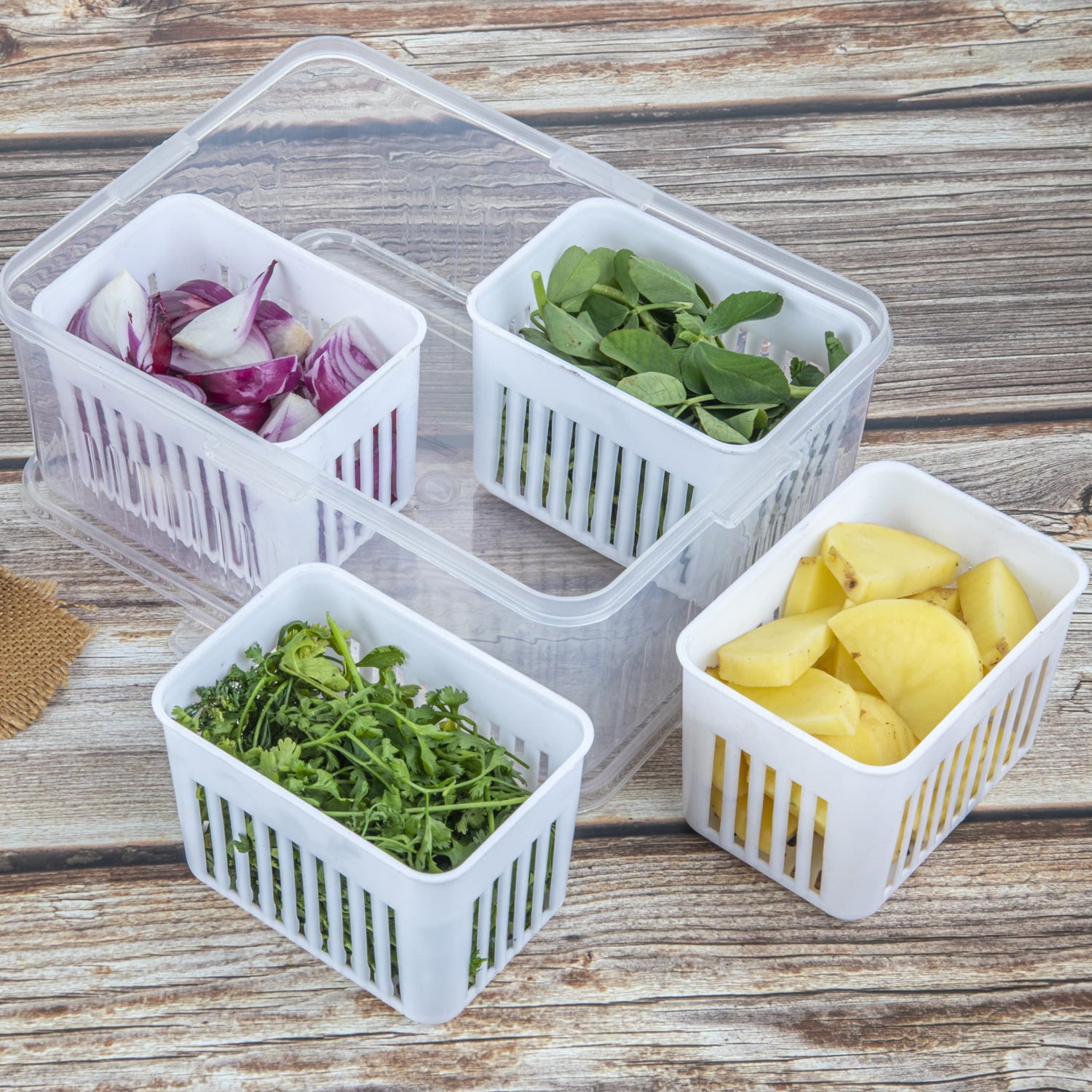 Fridge Storage Boxes Freezer Storage Containers Container For Kitchen Storage Set Storage In Kitchen Vegetable Storage Draining Crisper Refrigerator Food Box (1 Pc)