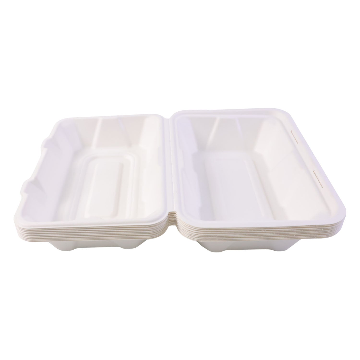 Vegnar Premium Bagasse Clamshell Food Box (10 Pc 9x6 Inch)