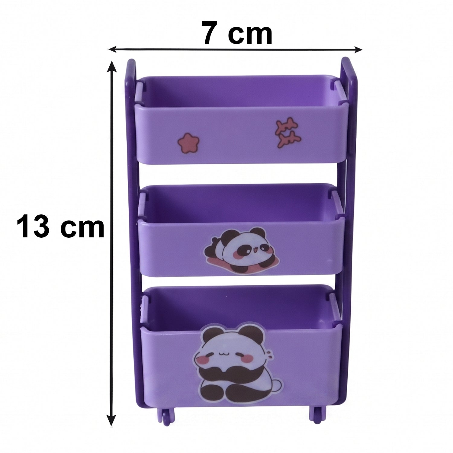 Mini 3 Layer Storage Trolley With Wheels Desk Organizer For Stationery (1 Pc)