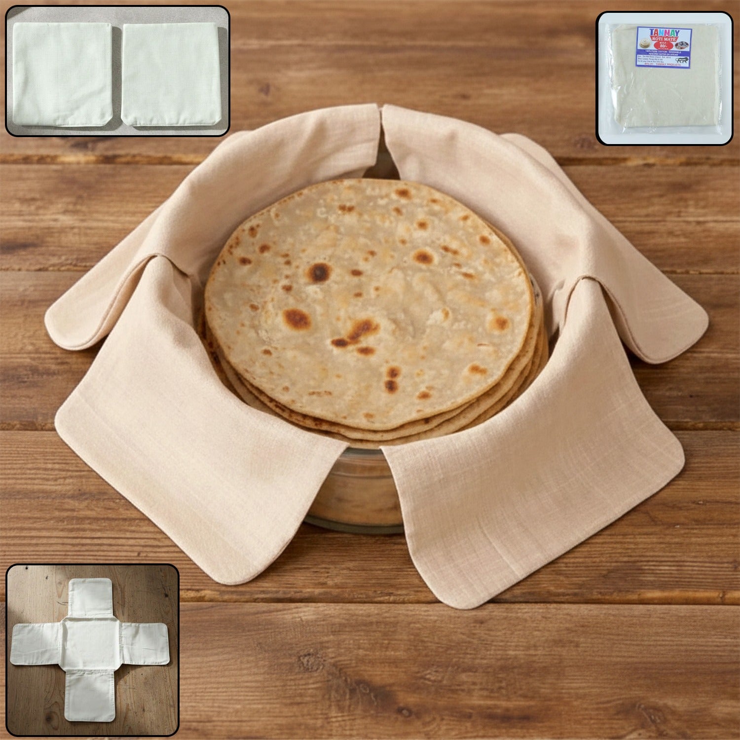 Multipurpose Cotton Roti Cloth Cover Round Roti Cover  (51 X 51 Cm Pack Of 2 )