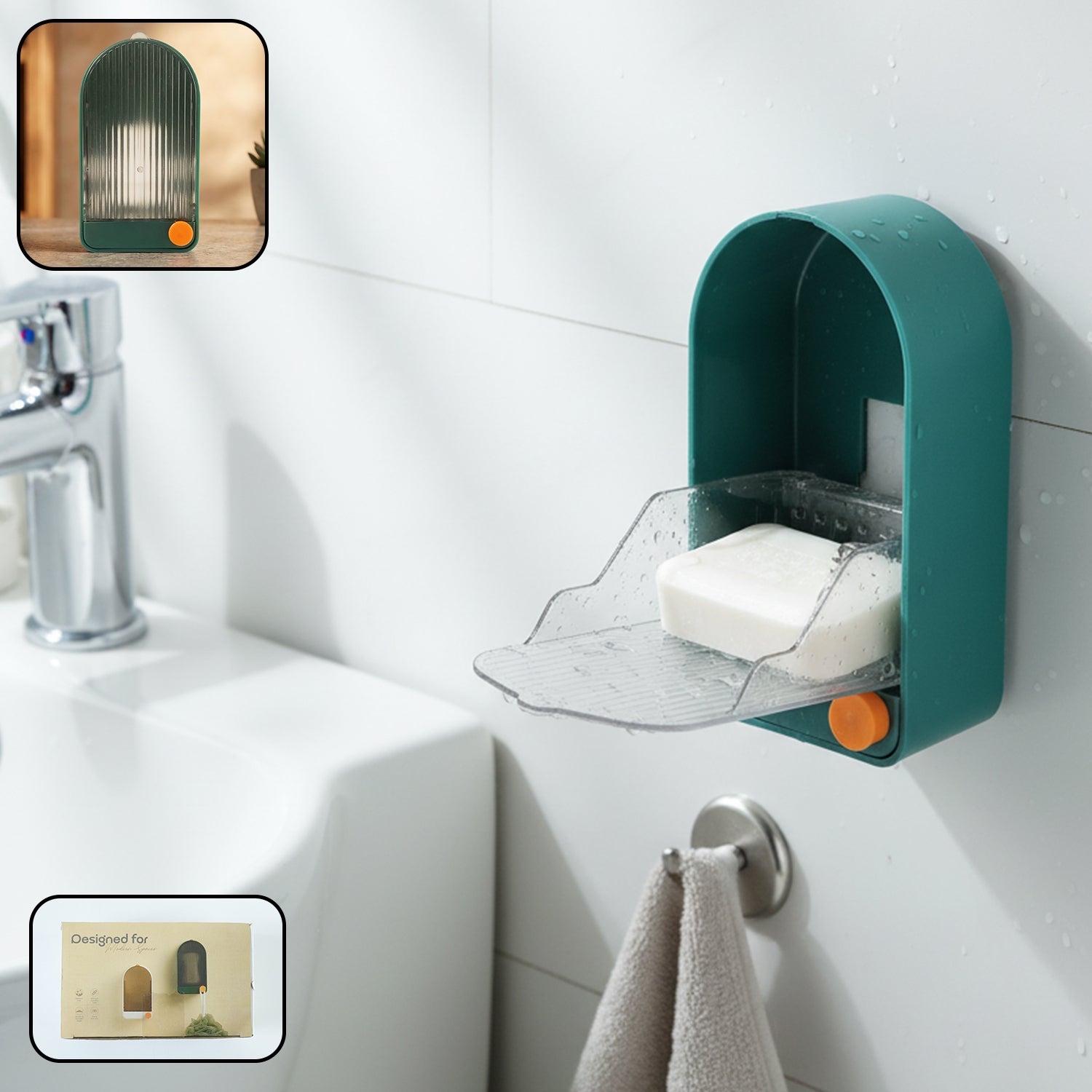 Wall Mounted Soap Holder With Drain Tray (1 Pc)