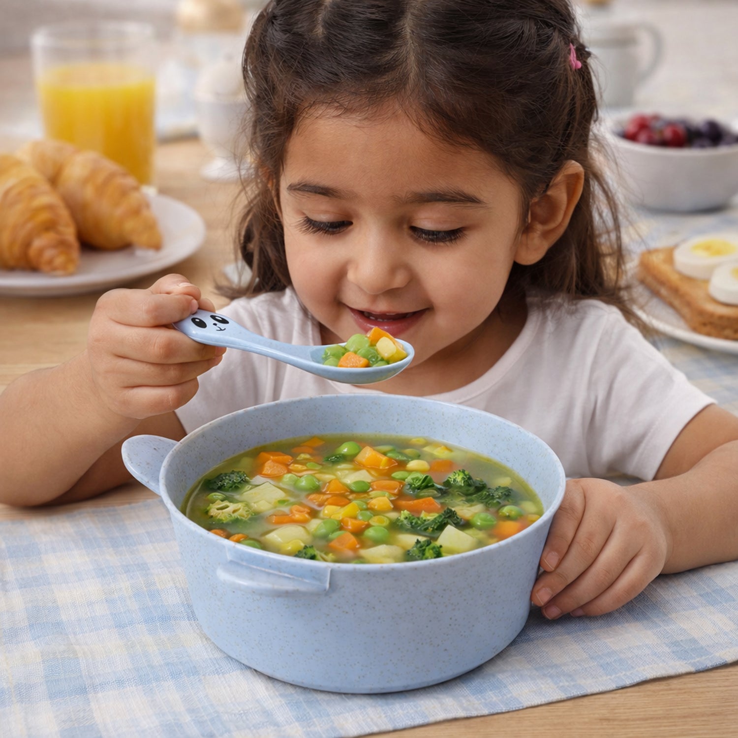 Wheat Straw Kids Soup Bowl With Matching Spoon (240ml 1 Set )