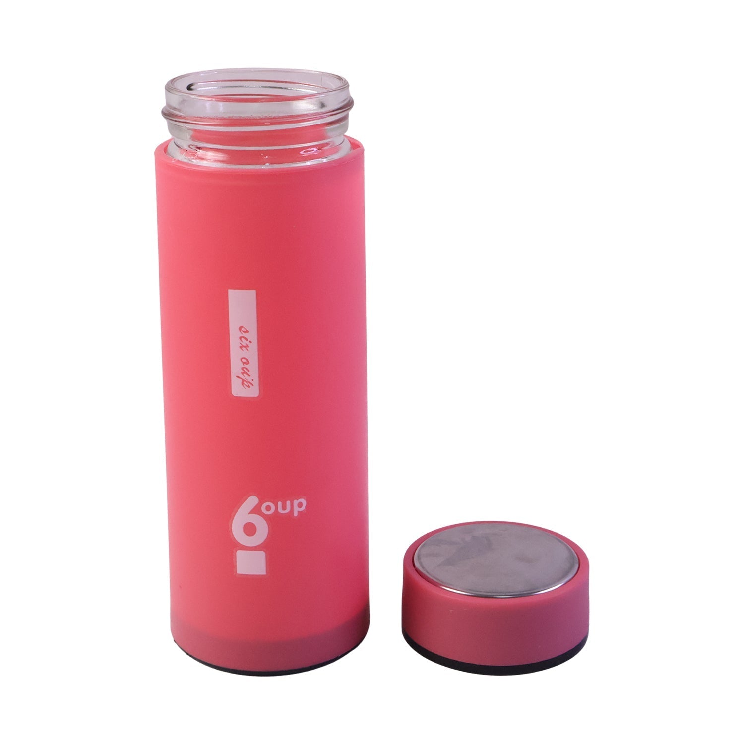 Premium Glass Water Bottle With Silicone Sleeve And Leak Proof Cap 400ml (1 Pc)