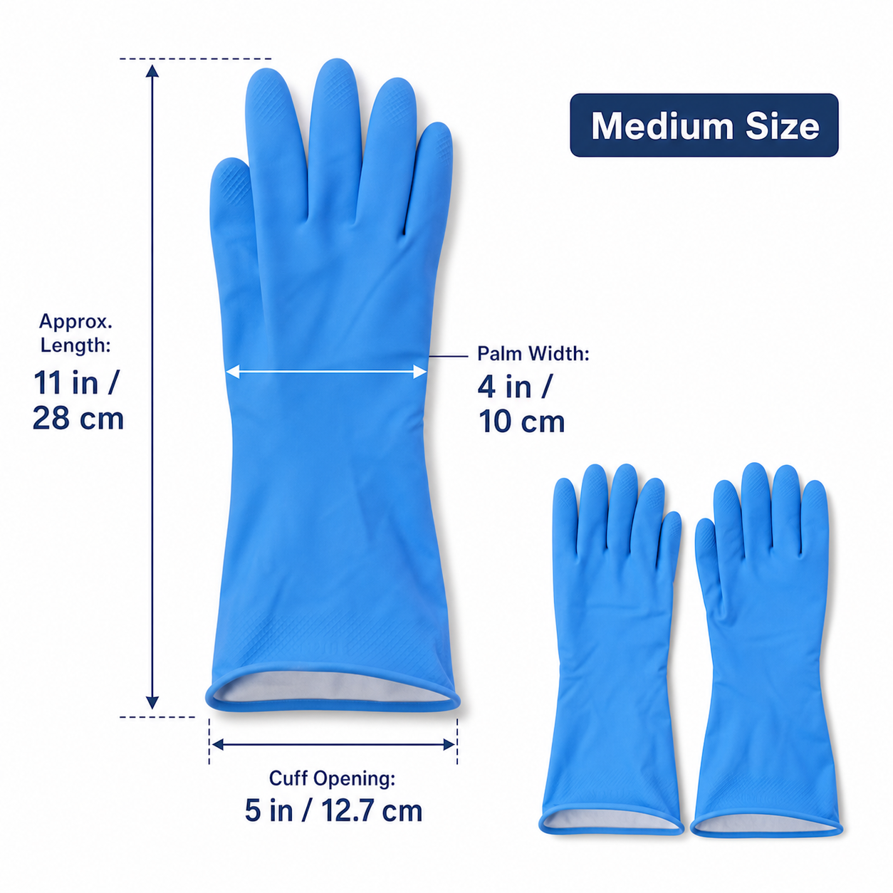 Medium Victor Blue Cleaning Rubber Gloves Reusable Kitchen Dishwash (1 Pair)