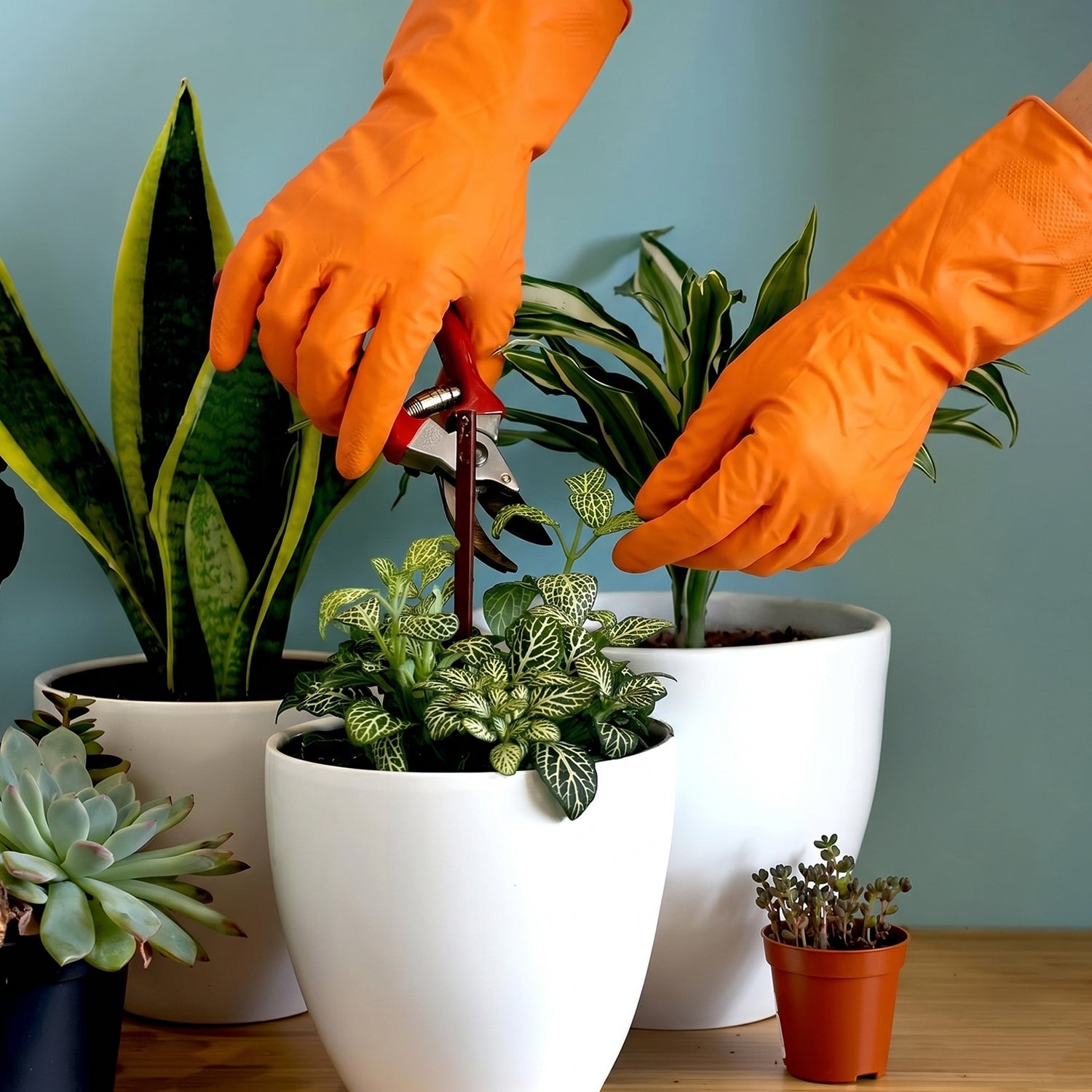 Large Orange Cleaning Rubber Gloves Reusable Kitchen Dishwashing (1 Pair)