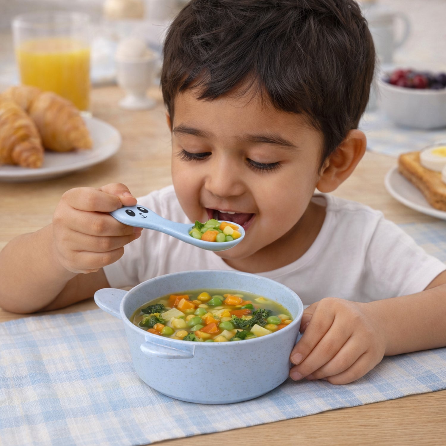 Wheat Straw Kids Soup Bowl With Matching Spoon (240ml 1 Set )