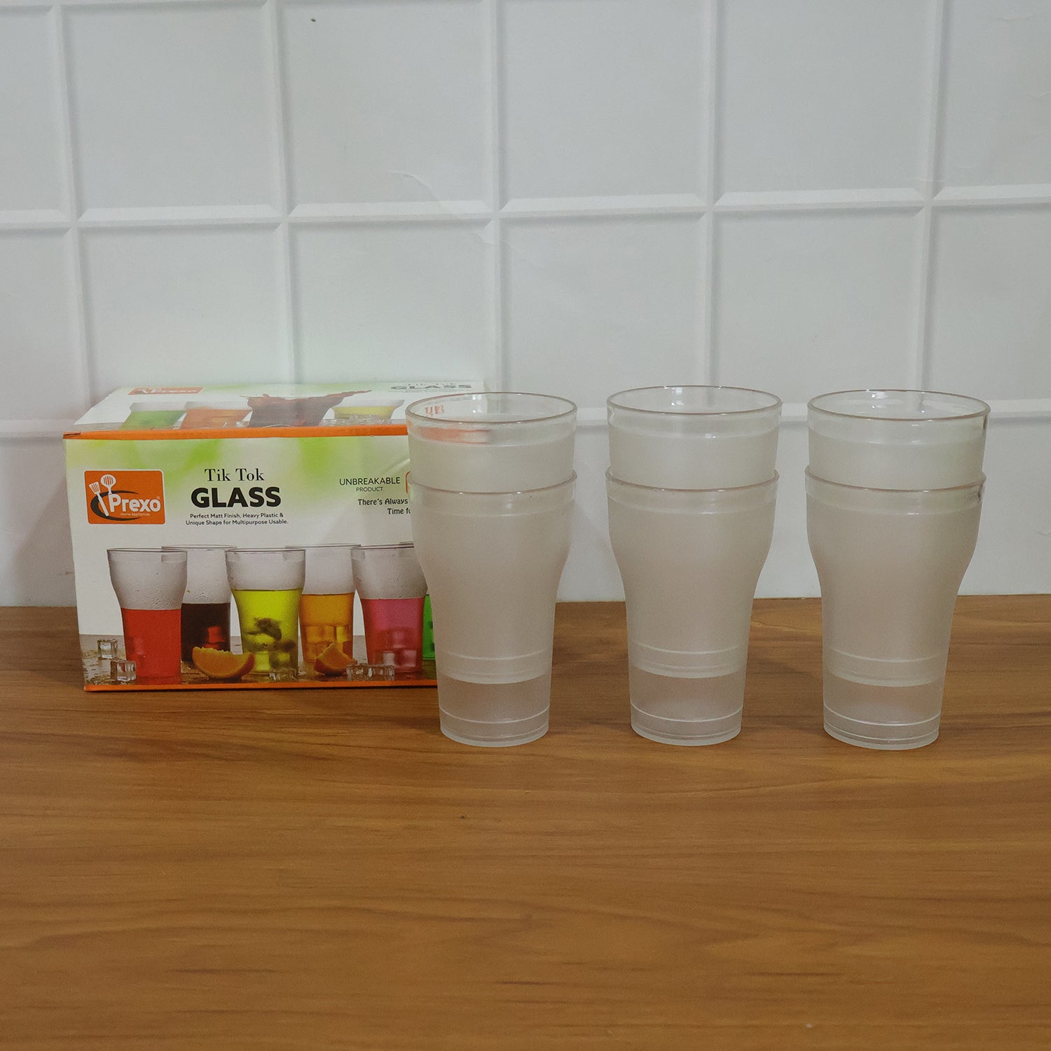 Prexo Unbreakable Plastic Drinking Water Glass (6 Pc Set 300 Ml Approx)