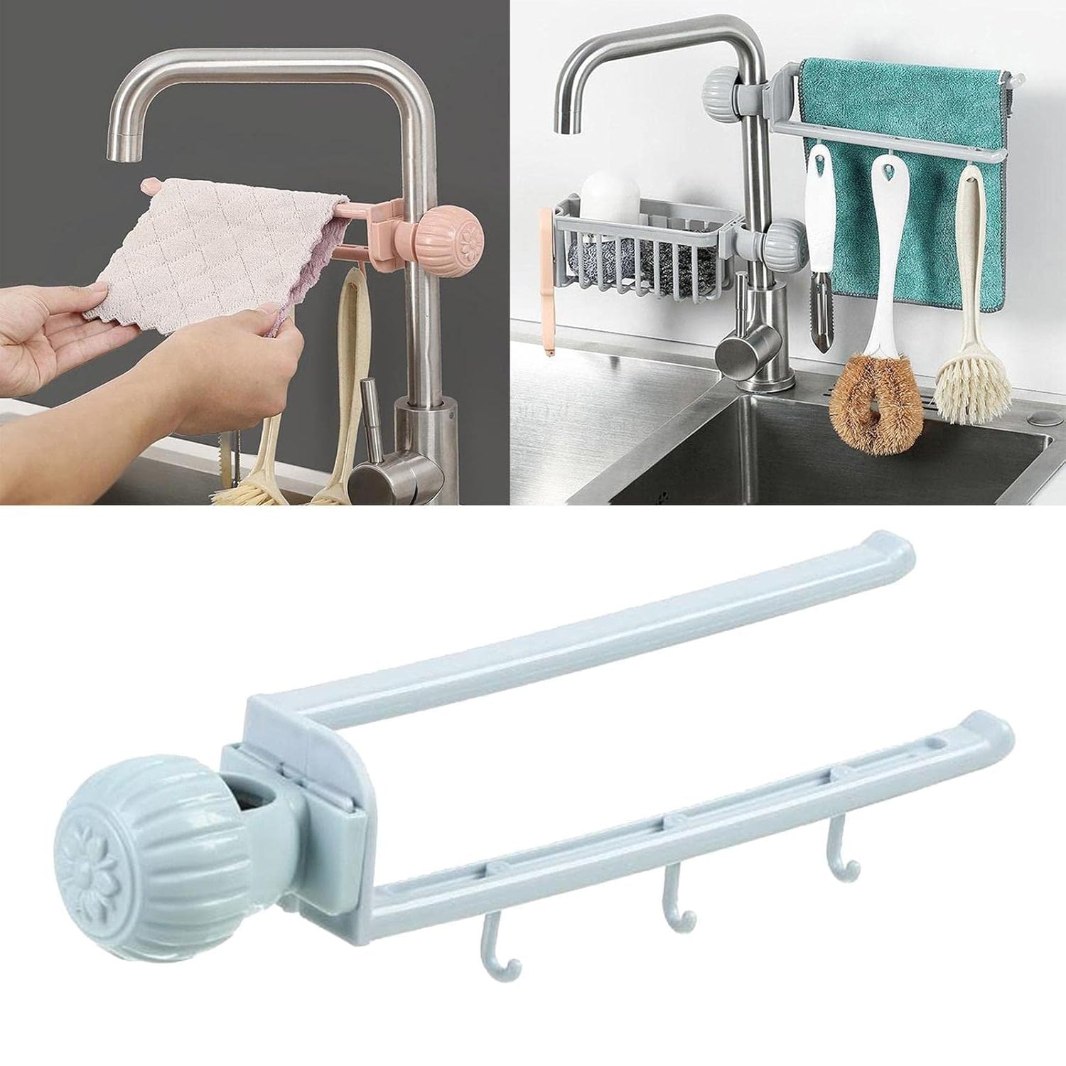Multipurpose Sink Faucet Hanging Towel  Cleaning Tool Holder (1 Pc )
