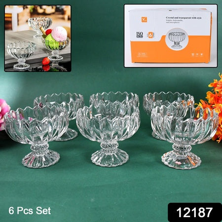 Glass Ice Cream Bowls Glass Dessert Cups For Sundae (6 Pcs)