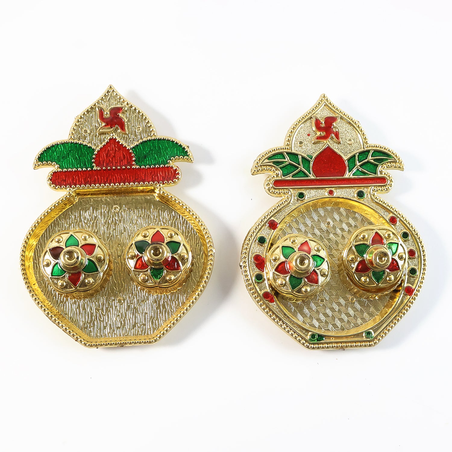 Decorative Plastic Kalash-shape Double Kumkum Box (Mix Design 1 Pc)