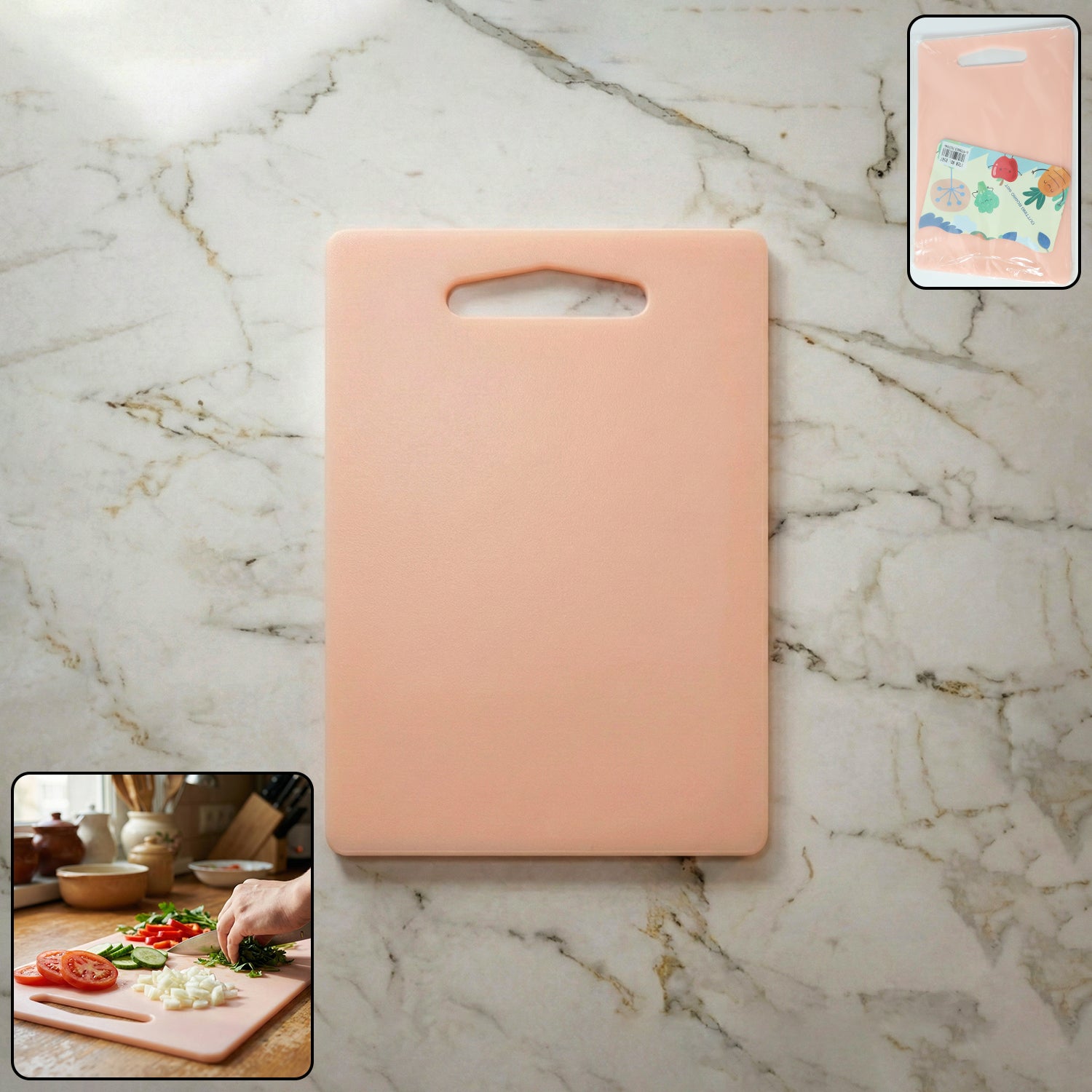 Plastic Chopping Board With Handle (30x20 Cm)