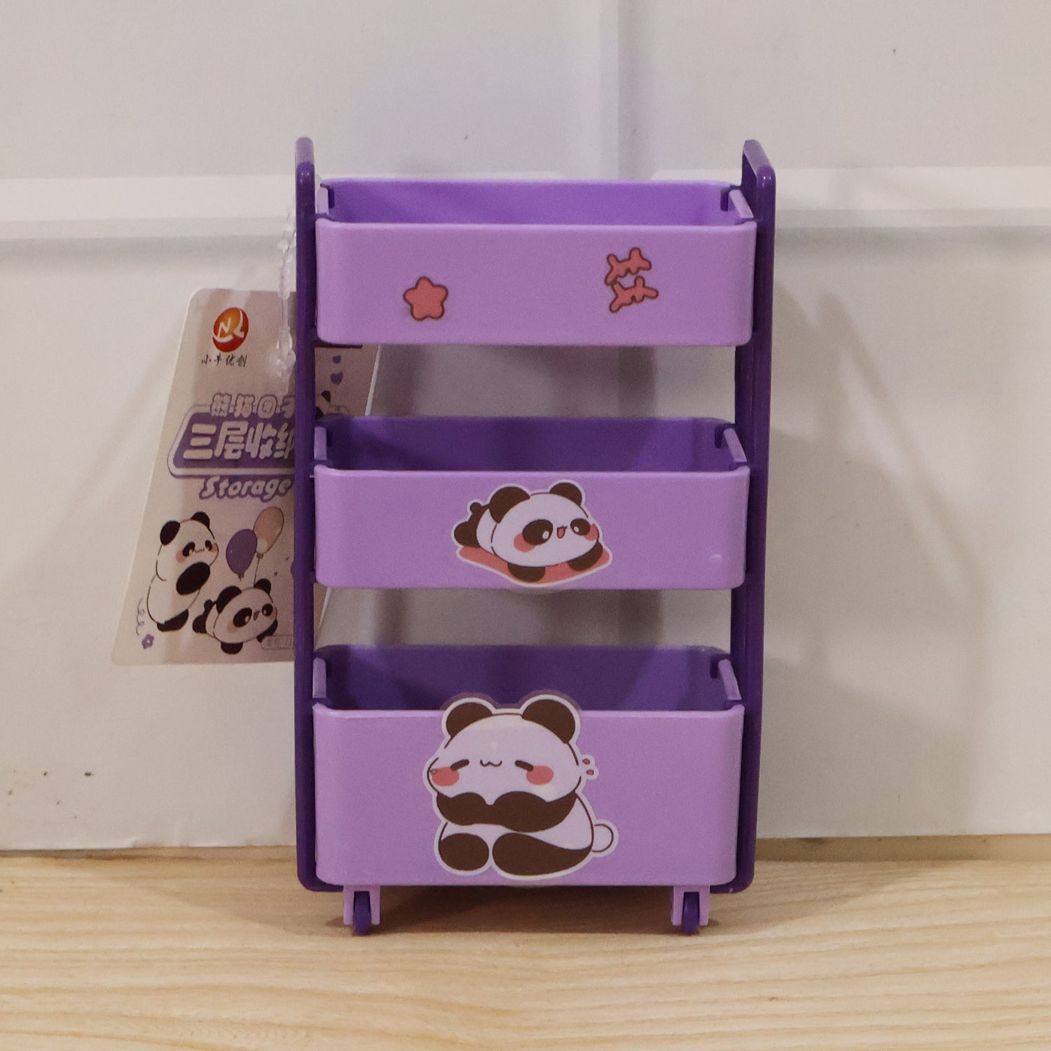 Mini 3 Layer Storage Trolley With Wheels Desk Organizer For Stationery (1 Pc)