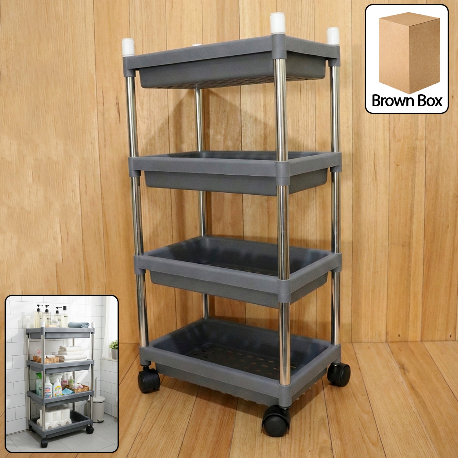 4-layer Rolling Storage Cart With Wheels Set